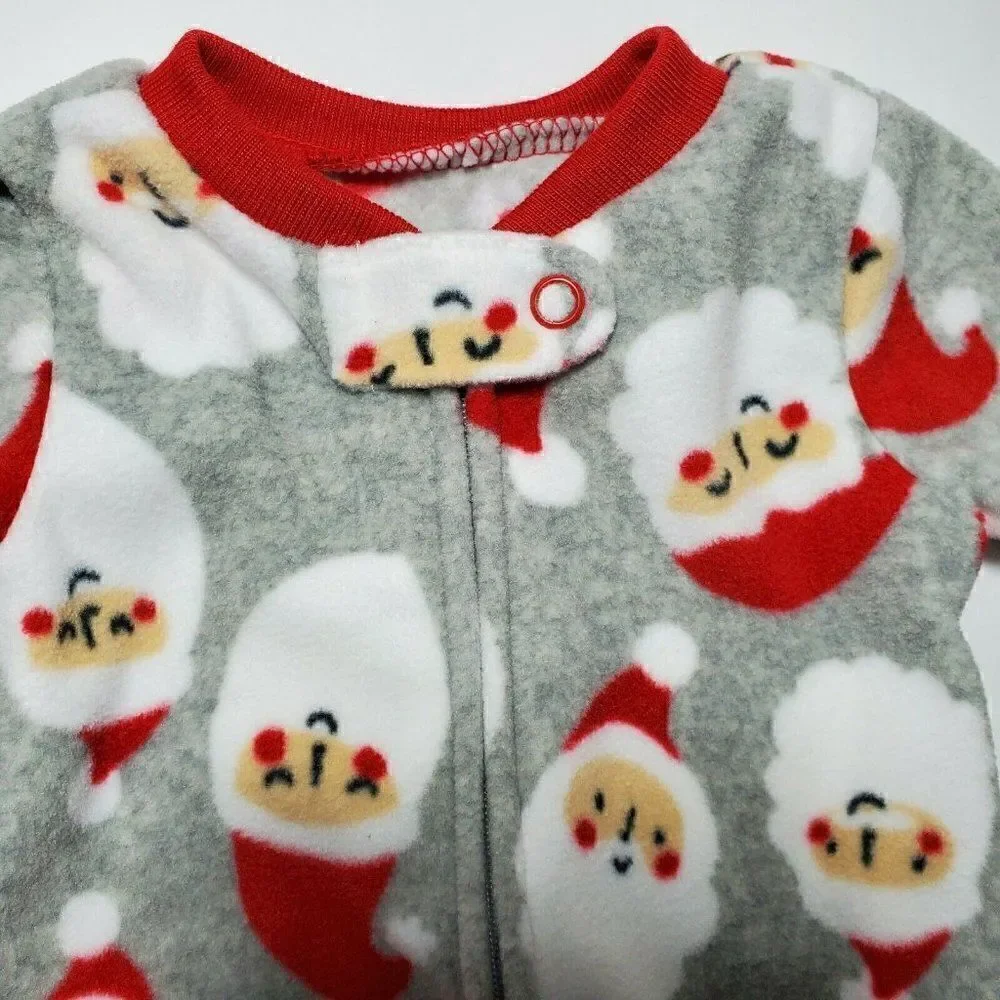 ‎Carters Santa Christmas Newborn Baby Footed Pajamas NWT